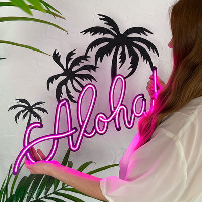 Arte de pared de neón Aloha