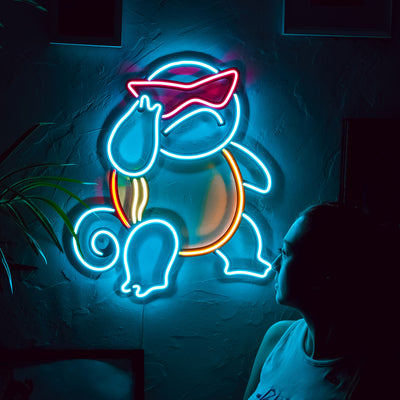 Art mural au néon inspiré de Squirtle