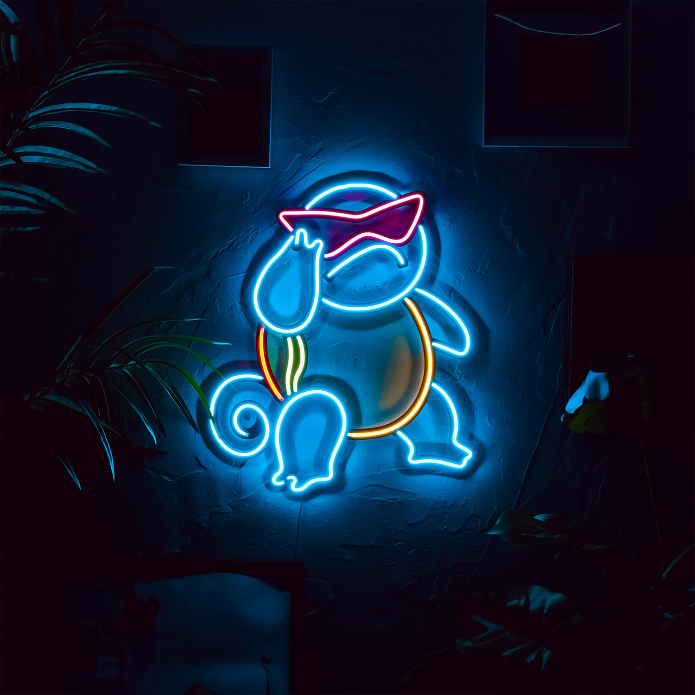 Art mural au néon inspiré de Squirtle