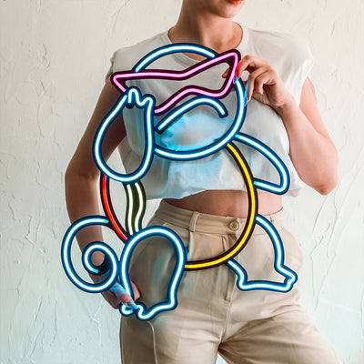 Squirtle Inspired Neon Wall Art
