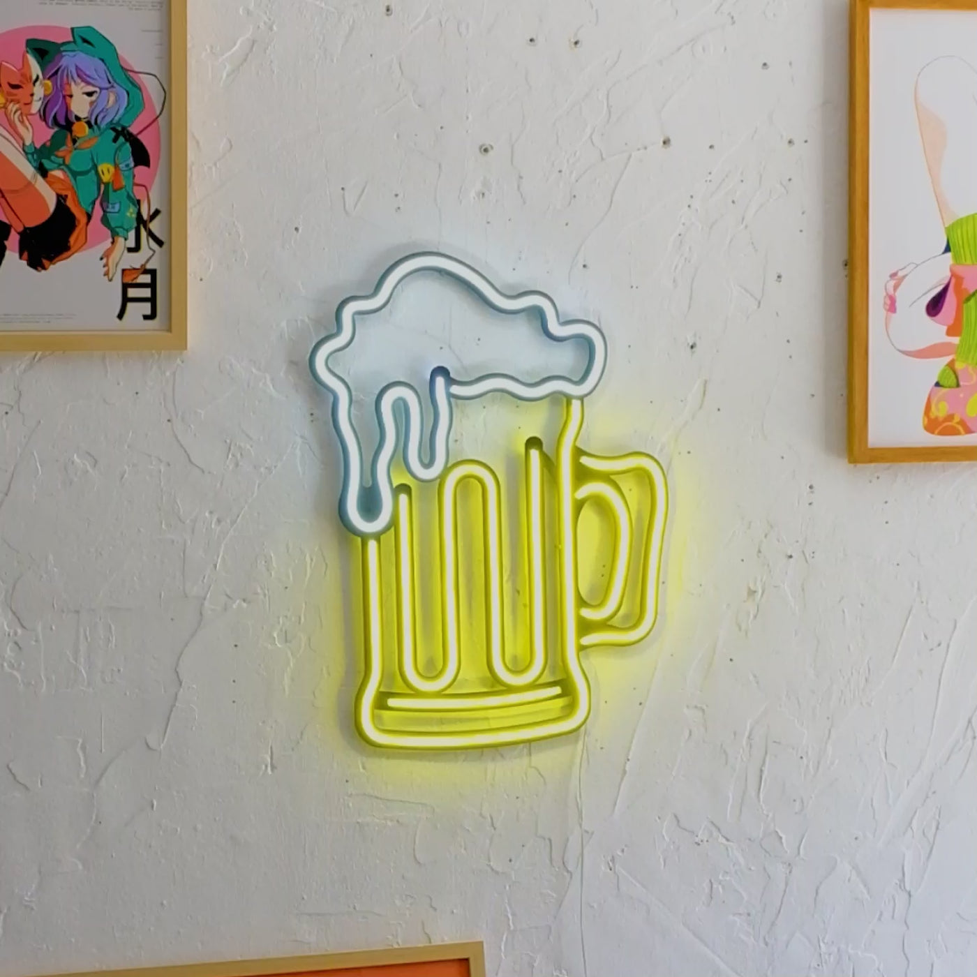 Arte de pared de neón de cerveza