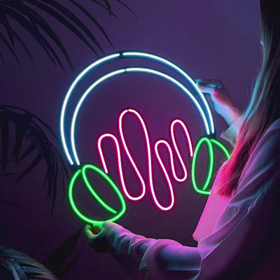 Headphone Neon Wall Art