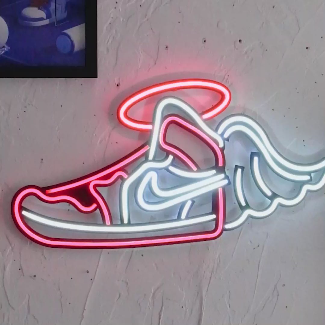Art mural néon Flying Jordan