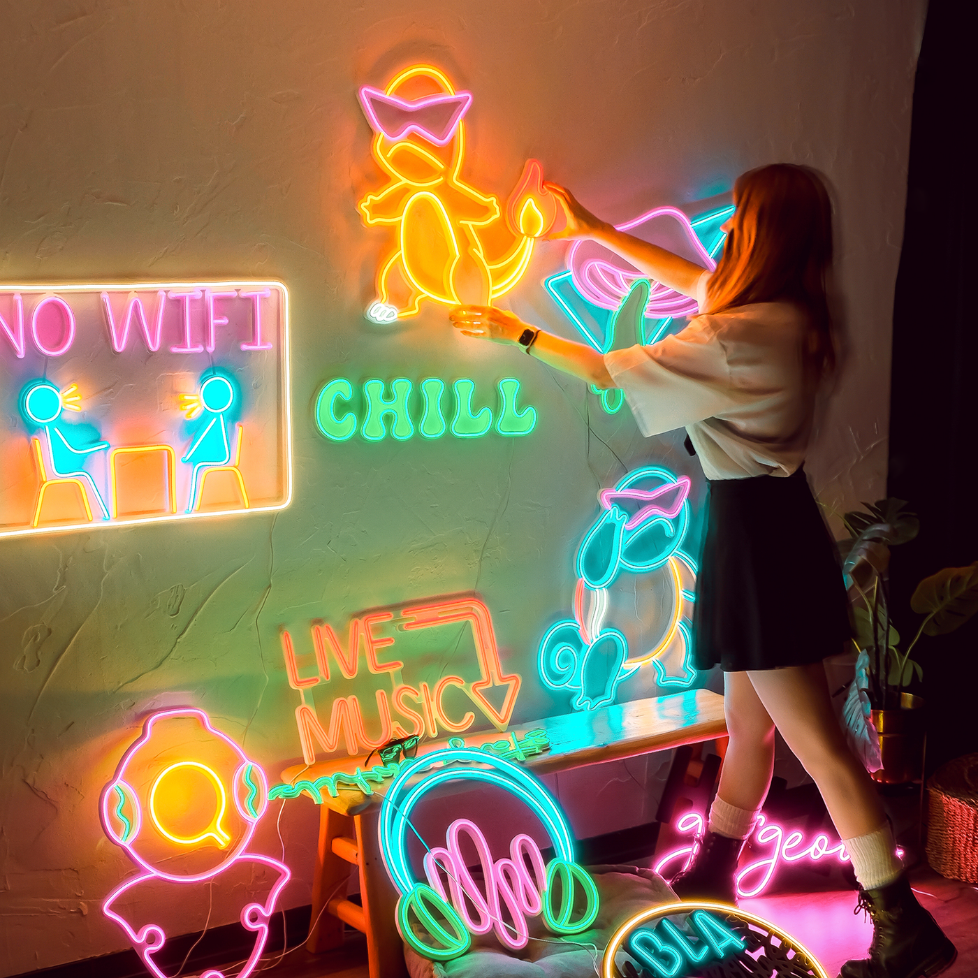 Charmander Inspired Neon Wall Art Neon Wall Art Hoagard 