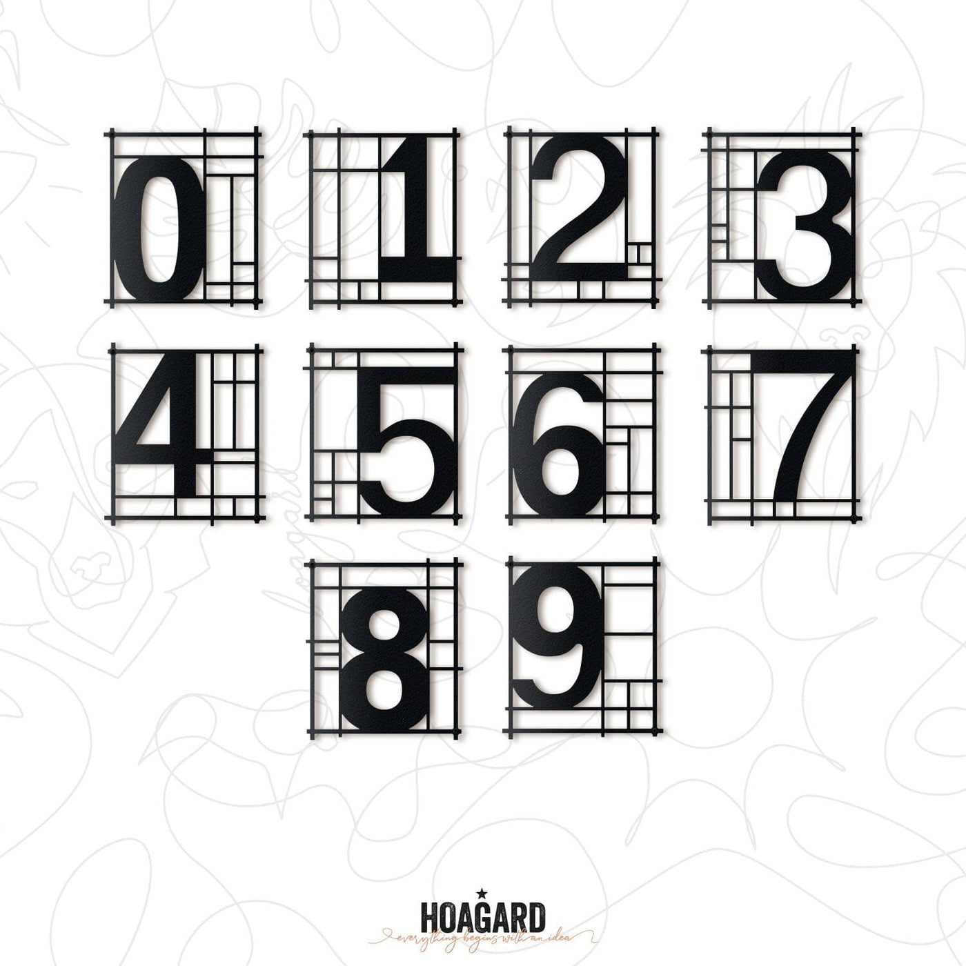 Mondrian House Numbers , Metal Wall Art , Hoagard.com