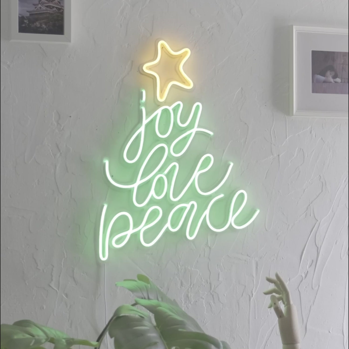 Art mural néon Joy Love Peace